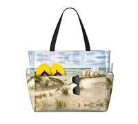 CHAbu Seaside Grand Waves Tidal Large Capacity Beach Bag Waterproof Tote Bag With Zip And Pockets Travel Holiday Gym Swimming