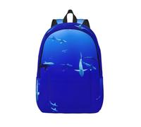 CHAbu Shark Swimming Under The Sea Canvas Backpack Book Bag Large Capacity Classic Fashion College Work Travel