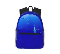 CHAbu Shark Swimming Under The Sea Casual Backpack Daily Rucksack Lightweight Classic College Travel Outdoor