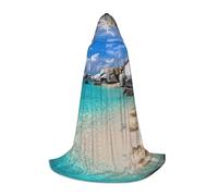 CHAbu Stones Blue Sea Ocean Sunrise Mountain Hooded Cape For Teenagers Long Robe Cloak Medieval Cosplay Party Carnival Dress Up Accessories