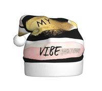 CHAbu Stripe Don'T Kill My Vibe Adult Christmas Hat Plush Xmas Decorative Cap Soft Comfort New Year Party Festive Unisex