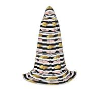 CHAbu Stripe Don'T Kill My Vibe Hooded Cape For Teenagers Long Robe Cloak Medieval Cosplay Party Carnival Dress Up Accessories