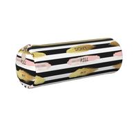 CHAbu Stripe Don't Kill My Vibe Leather Pencil Case Stationery Storage Bag Cosmetic School Work Office