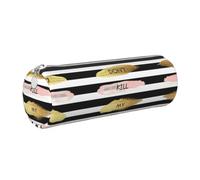 CHAbu Stripe Don't Kill My Vibe Leather Pencil Case Stationery Storage Bag Cosmetic School Work Office
