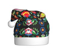 CHAbu Sugar And Skulls And Flowers Adult Christmas Hat Plush Xmas Decorative Cap Soft Comfort New Year Party Festive Unisex