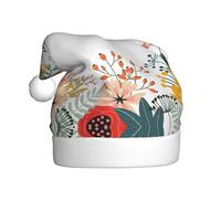 CHAbu Summer Flowers Botanical Adult Christmas Hat Plush Xmas Decorative Cap Soft Comfort New Year Party Festive Unisex