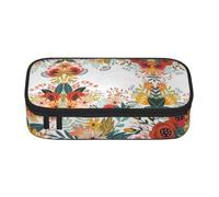 CHAbu Summer Flowers Botanical Pencil Case Stationery Storage Pouch Portable School Office Travel Makeup
