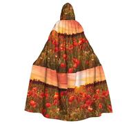 CHAbu Sunset Flower Field Hooded Cloak Cosplay Costume Cape Grim Reaper Witch Vampires Devil Masquerade Party Fancy Dress