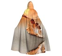 CHAbu Sunset Over The Sea With The Shell Conch Hooded Cloak Cosplay Costume Cape Grim Reaper Witch Vampires Devil Masquerade Party Fancy Dress