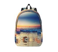 CHAbu Sunset View On The Beach Shore Canvas Backpack Book Bag Large Capacity Classic Fashion College Work Travel