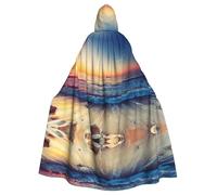 CHAbu Sunset View On The Beach Shore Hooded Cloak Cosplay Costume Cape Grim Reaper Witch Vampires Devil Masquerade Party Fancy Dress