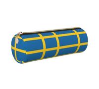 CHAbu Swedish Flag Leather Pencil Case Stationery Storage Bag Cosmetic School Work Office