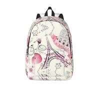 CHAbu The Eiffel Tower And A Bicycle Canvas Backpack Book Bag Large Capacity Classic Fashion College Work Travel