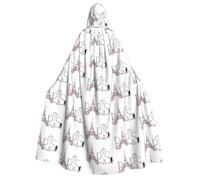 CHAbu Tower Eiffel With Paris Couple Trip Flowers Floral Adult Hooded Cape Long Unisex Cloak Vampire Witch Role-Playing Costume Parties Stage 150cm