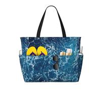 CHAbu Tropical Ocean Beach Theme Large Capacity Beach Bag Waterproof Tote Bag With Zip And Pockets Travel Holiday Gym Swimming