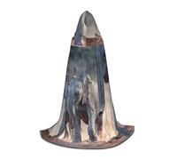 CHAbu Two Elephants Playing Hooded Cape For Teenagers Long Robe Cloak Medieval Cosplay Party Carnival Dress Up Accessories
