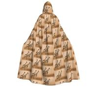 CHAbu Two Giraffe Running On The Barren Adult Hooded Cape Long Unisex Cloak Vampire Witch Role-Playing Costume Parties Stage 150cm