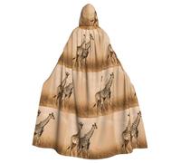 CHAbu Two Giraffe Running On The Barren Hooded Cloak Cosplay Costume Cape Grim Reaper Witch Vampires Devil Masquerade Party Fancy Dress
