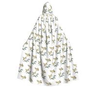 CHAbu Two Japanese Cranes Flying Traditional Painting Hooded Cloak Cosplay Costume Cape Grim Reaper Witch Vampires Devil Masquerade Party Fancy Dress