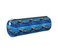 CHAbu Two Submarine Turtles Under The Sea Leather Pencil Case Stationery Storage Bag Cosmetic School Work Office