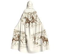 CHAbu West Desert Cactus With Cowboys Riding Horses Adult Hooded Cloak Unisex Robe Cape Vampire Witch Parties Stage Cosplay Carnival Costumes