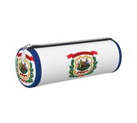CHAbu West Virginia State Flag Leather Pencil Case Stationery Storage Bag Cosmetic School Work Office