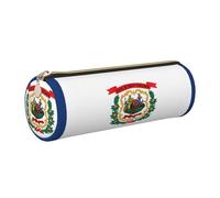 CHAbu West Virginia State Flag Leather Pencil Case Stationery Storage Bag Cosmetic School Work Office