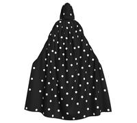 CHAbu White Dot Pattern Hooded Cloak Cosplay Costume Cape Grim Reaper Witch Vampires Devil Masquerade Party Fancy Dress