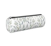 CHAbu White Natural Greenery Twig Leather Pencil Case Stationery Storage Bag Cosmetic School Work Office