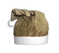 CHAbu Whitetail Deer Fawn In Wilderness Stag Adult Christmas Hat Plush Xmas Decorative Cap Soft Comfort New Year Party Festive Unisex