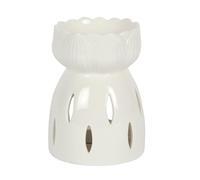 CHACH Wax Burner, White Gloss Lotus Flower Cut Out Oil Burner, Wax Melts Tea light Holder Home Fragtance Oil Burners, Aroma Diffusers, Aromatherapy Accessories