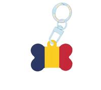 Chad Flag Printing Fashion Dog Tags Acrylic Keychain Dog Bone Shape Double Sided Pattern Tags for Dogs and Cats, Small, Acrylic
