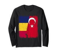 Chad Turkey Half Flag Turkiye Chadian Turkish Heritage Long Sleeve T-Shirt
