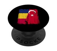 Chad Turkey Half Flag Turkiye Chadian Turkish Heritage PopSockets Adhesive PopGrip
