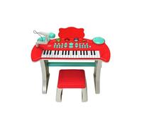 Chad Valley Girl's & Boys Piano, Stool & Stand | Toy Keyboard | Functions Include Record & Playback, Animal Sounds & Light Effects | Includes 23cm Stool and 55cm Stand | Ages 3+ (Red)