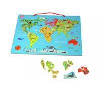 Chad Valley Magnetic World Map Puzzle, Educational Geography Toy with Animals and Landmarks