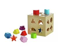 Chad Valley PlaySmart Wooden Shape Sorter * The set includes the wood box and 20 coloured, wooden pieces *