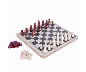 Chad Valley Wooden Chess and Draughts Board Game