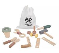 Chad Valley Wooden Tool Set with Storage Bag, Educational Construction Play Set, Pastel Colours