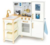 Chad Valley Wooden Toy Kitchen With Breakfast Bar - Cream