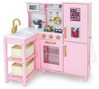 Chad Valley Wooden Toy Kitchen with Breakfast Bar - Pink