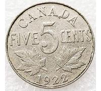 Chaenyu 1922 Canada 5 cent nickel coin 21mm maple leaf George V collection souvenir gift
