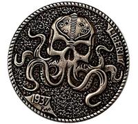 Chaenyu 1937 American Skeleton Octopus Antique Copper Old Silver Medal Coins Animal Copy Gift Souvenir Collection Commemorative Coin