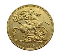 Chaenyu Britain 1 sovereign gold pound 1902-1910 9 kinds of copy gilded commemorative coins ornament souvenirs-1909