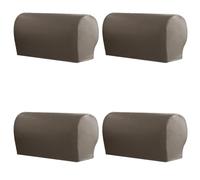 Chaexii 4 Pieces PU Leather Armchair Slipcovers, Waterproof Anti-Stain Couch Arm Caps, Stretch Armrest Covers Protectors for Couch, Recliner (Taupe)