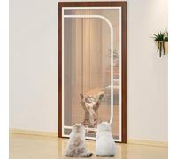 Chaexii Custom Size Cat Screen Door, Proof Insect Fly Mesh, Pets Proof Door Net with Zipper, Prevent Cats from Running Around for Living Room, Bedroom, Kitchen
