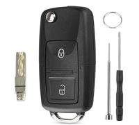 Chaexii for Vw Key Fob Replacement, 2 Buttons Car Key Case for VW Golf MK4 Polo Bora T4 T5 Alhambra Skoda Key Cover without Blade, Vw Golf Car Key with Pin Removal Tool