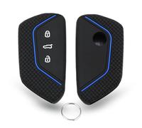 Chaexii VW Car Key Case, Silicone Key Cover for VW Seat Leon MK4 Skoda Octavia Cupra Golf 8.3 Buttons Protection for Car Key + Key Ring (Blue)