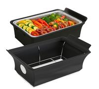 Chafer Wind Guard by Merchlio- 2 Pack | Handle Covered Chafing Dish Wind Cover | Fitted & Washable, Elegant & Functional Catering Decoration | Black