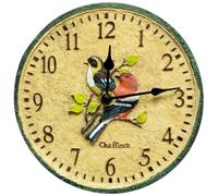 Chaffinch 8" Indoor or Outdoor Clock - Battery Powered Weather Resistant Hand Painted Wall or Fence Clock with Bird Design & Hanging Bracket for Home or Garden - 20cm Diameter